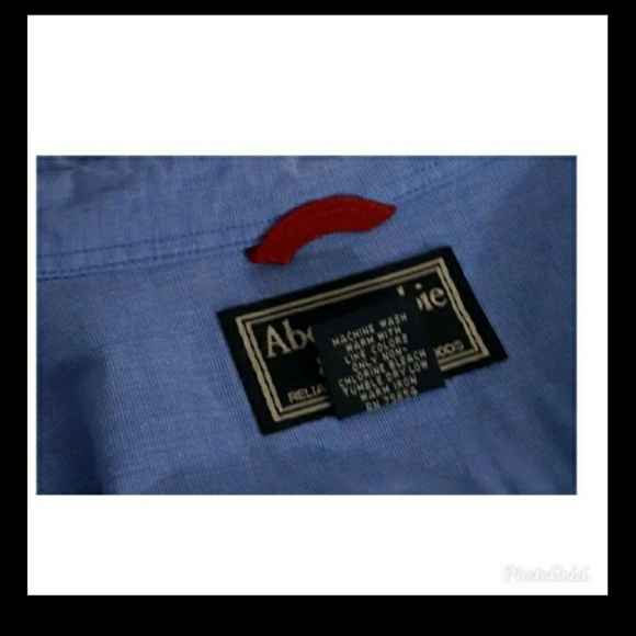 Mens sz Large Abercrombie & Fitch Light Blue white button down shirt Guys top - Picture 5 of 6